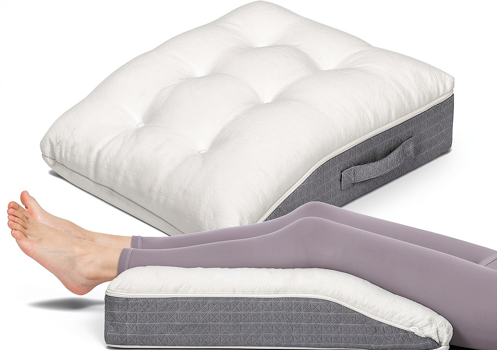 Baibu Leg Elevation Pillow showing double-layer memory foam and non-slip base