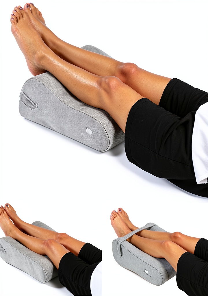 LightEase leg elevation pillow in use on a bed