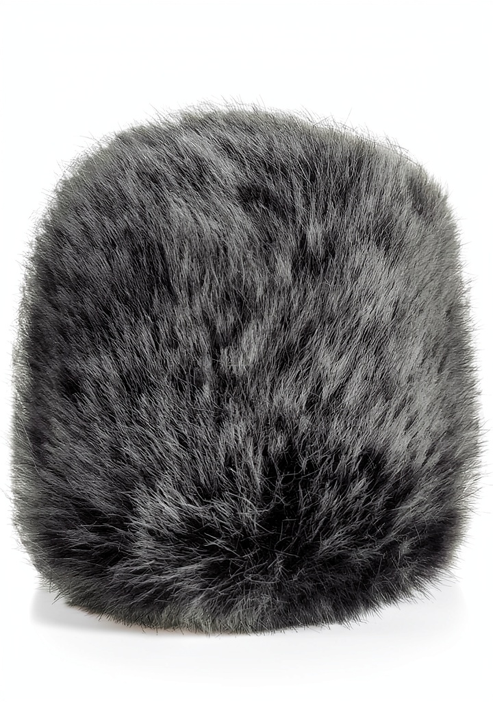 Furry windscreen installed on a Shure SM58 microphone in a home studio
