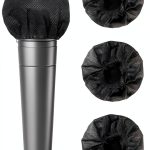 Black Mic Cover 100pcs Disposable Non-Woven Microphone Windscreen-0