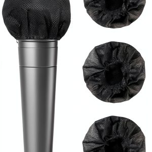 Black Mic Cover 100pcs Disposable Non-Woven Microphone Windscreen-0