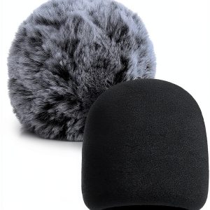 Hufopik Microphone Windscreen Furry Foam Cover Black Gray 3.1x3x2.45in-0