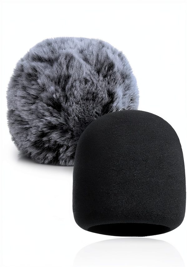 Hufopik Microphone Windscreen Furry Foam Cover Black Gray 3.1x3x2.45in-0