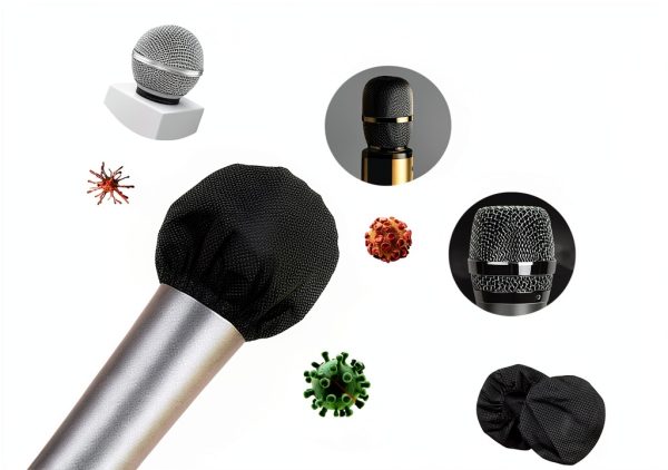 Black Mic Cover 100pcs Disposable Non-Woven Microphone Windscreen-5