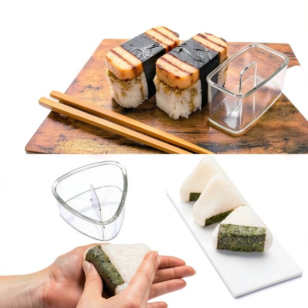 3PCS Clear Onigiri Rice Ball Mold Maker Kit, Musubi Press, Triangle Sushi Press for Kid Lunch Bento, Non-stick, BPA-Free-1