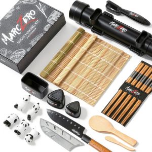 MarcZero Sushi Making Kit, 22 in 1 Bazooka Roller With Bamboo Mat, Knife, Chopsticks, Molds, DIY Machine for Beginner-0