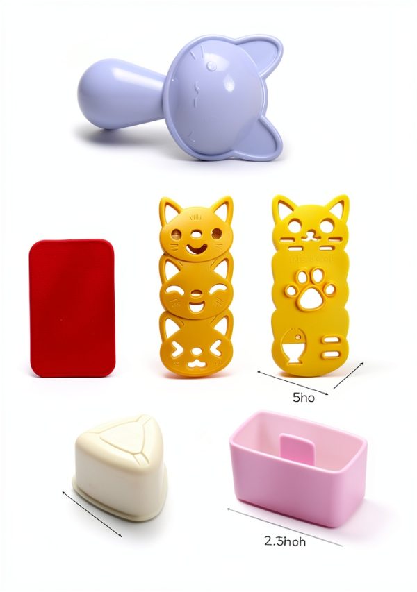 Onigiri Mold SHIMANY Cat Rice Ball Set with Triangle & Musubi Press-2