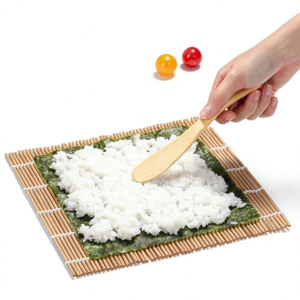 Sushi Making Kit, Delamu Bamboo Sushi Mat, Including 2 Sushi Rolling Mats, 5 Pairs of Chopsticks, 1 Paddle, 1 Spreader, 1 Beginner Guide PDF, Beginner Sushi Kit, Sushi Plates-3