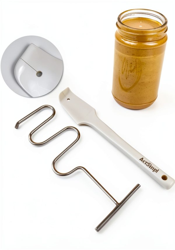 Natural Peatnut Butter Stirrer Kit ActSimpl Steel Handle & Scraper-0