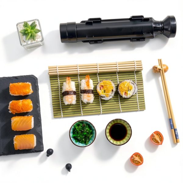 FUNGYAND Sushi Making Kit, 27-in-1 Professional Maker Set with Bazooka Roller, Nigiri & Musubi Presses, Bamboo Mats, Knife, Chopsticks, Ceramic Dishes - Ideal for Beginners-7