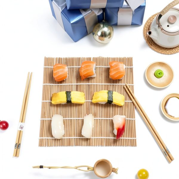 Sushi Making Kit, Delamu Bamboo Sushi Mat, Including 2 Sushi Rolling Mats, 5 Pairs of Chopsticks, 1 Paddle, 1 Spreader, 1 Beginner Guide PDF, Beginner Sushi Kit, Sushi Plates-7