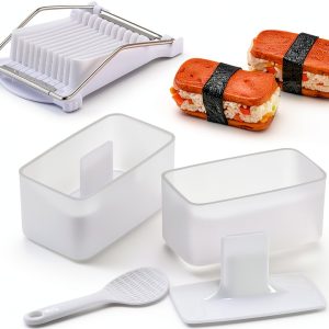 Musubi Press Molds, Musubi Mold Kit with Luncheon Meat Slicer and Rice Paddle, Sturdy and Easy to Make Musubi at Home for Bento, Snacks, Party and Picnic-0