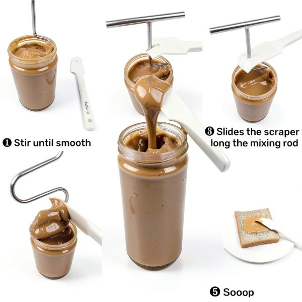 Natural Peatnut Butter Stirrer Kit ActSimpl Steel Handle & Scraper-1