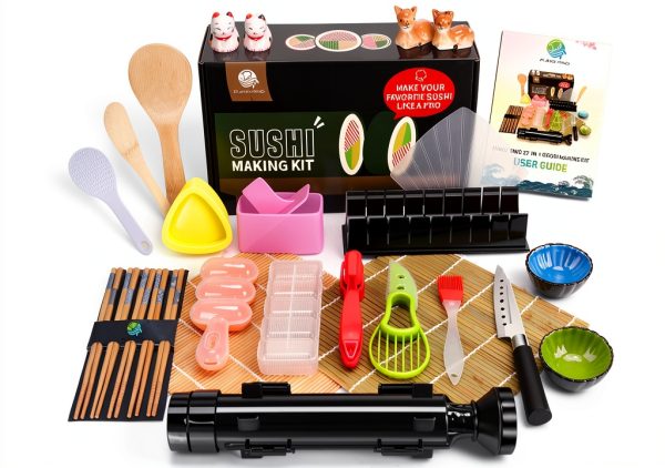 FUNGYAND Sushi Making Kit, 27-in-1 Professional Maker Set with Bazooka Roller, Nigiri & Musubi Presses, Bamboo Mats, Knife, Chopsticks, Ceramic Dishes - Ideal for Beginners-0