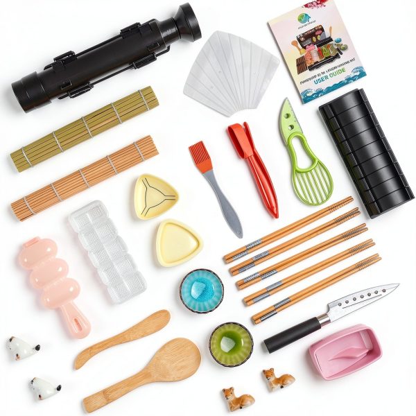 FUNGYAND Sushi Making Kit, 27-in-1 Professional Maker Set with Bazooka Roller, Nigiri & Musubi Presses, Bamboo Mats, Knife, Chopsticks, Ceramic Dishes - Ideal for Beginners-6