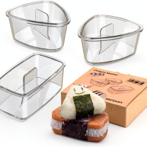 3PCS Clear Onigiri Rice Ball Mold Maker Kit, Musubi Press, Triangle Sushi Press for Kid Lunch Bento, Non-stick, BPA-Free-0