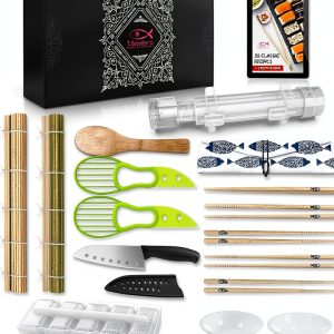 DIY Sushi Making Kit Takedento 23‑Piece Bamboo Set with Bazooka-0