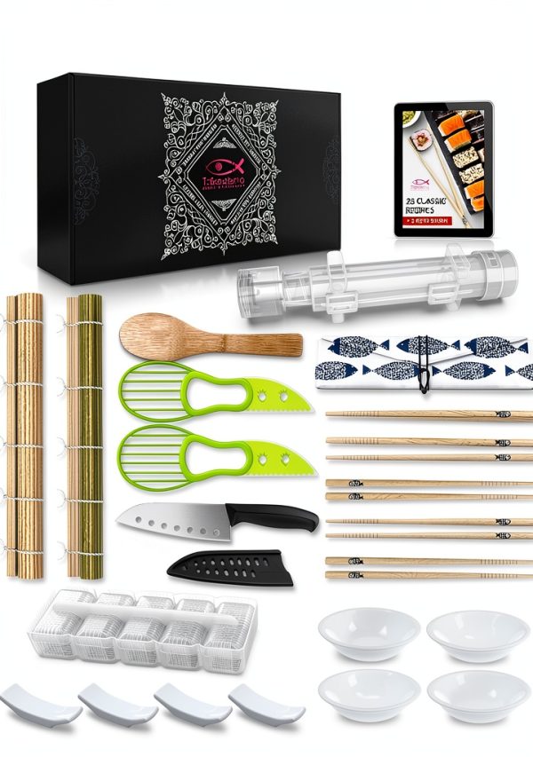 DIY Sushi Making Kit Takedento 23‑Piece Bamboo Set with Bazooka-0