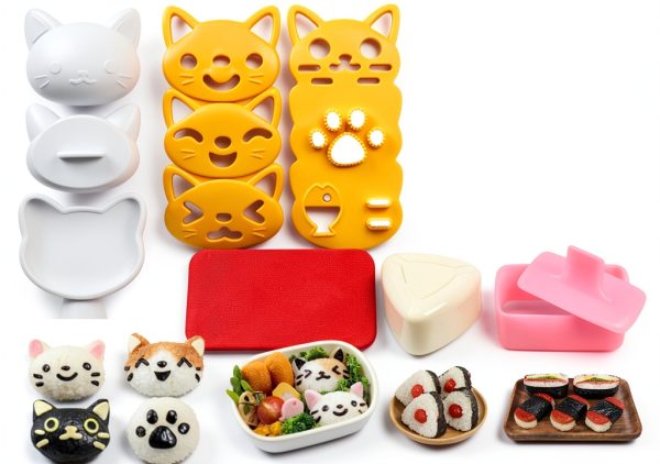 Onigiri Mold SHIMANY Cat Rice Ball Set with Triangle & Musubi Press-0